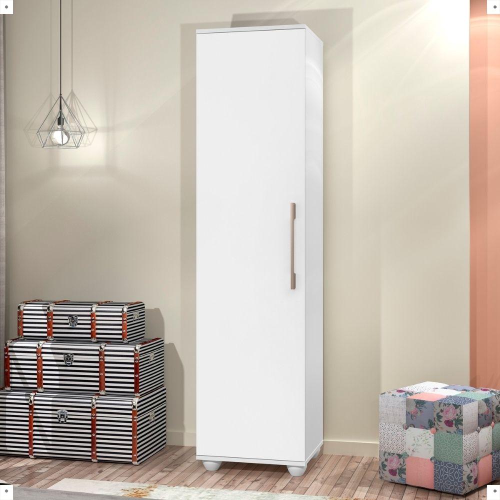 Armário Multiuso Sofia 1 porta 5 prateleiras Nicho Lavanderia Porta Objetos Branco
