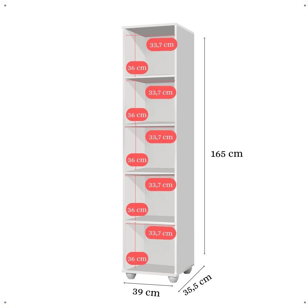 Armário Multiuso Sofia 1 porta 5 prateleiras Nicho Lavanderia Porta Objetos Branco