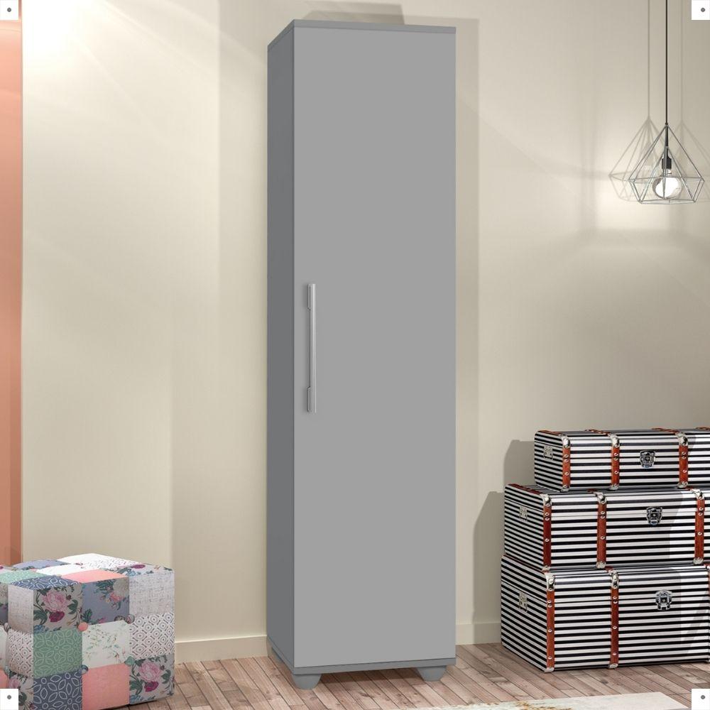 Armário Multiuso Sofia 1 porta 5 prateleiras Nicho Lavanderia Porta Objetos Cinza