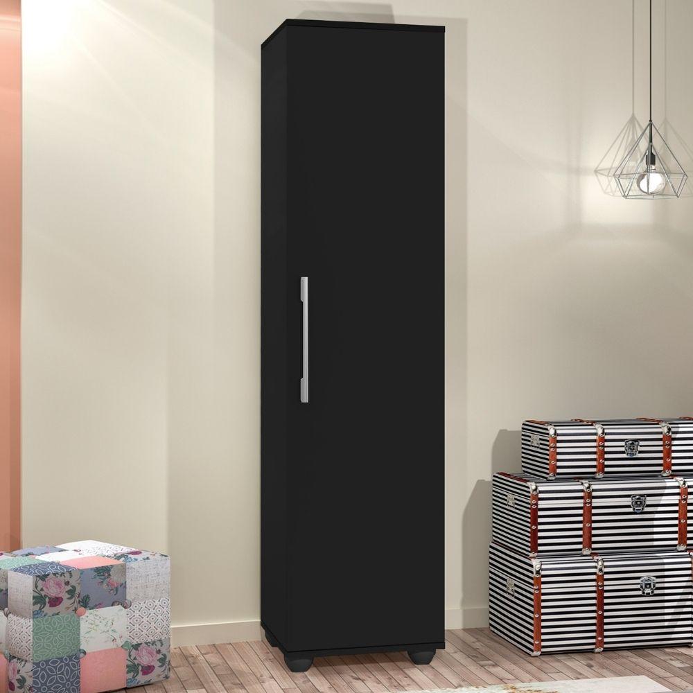Armário Multiuso Sofia 1 porta 5 prateleiras Nicho Lavanderia Porta Objetos Preto