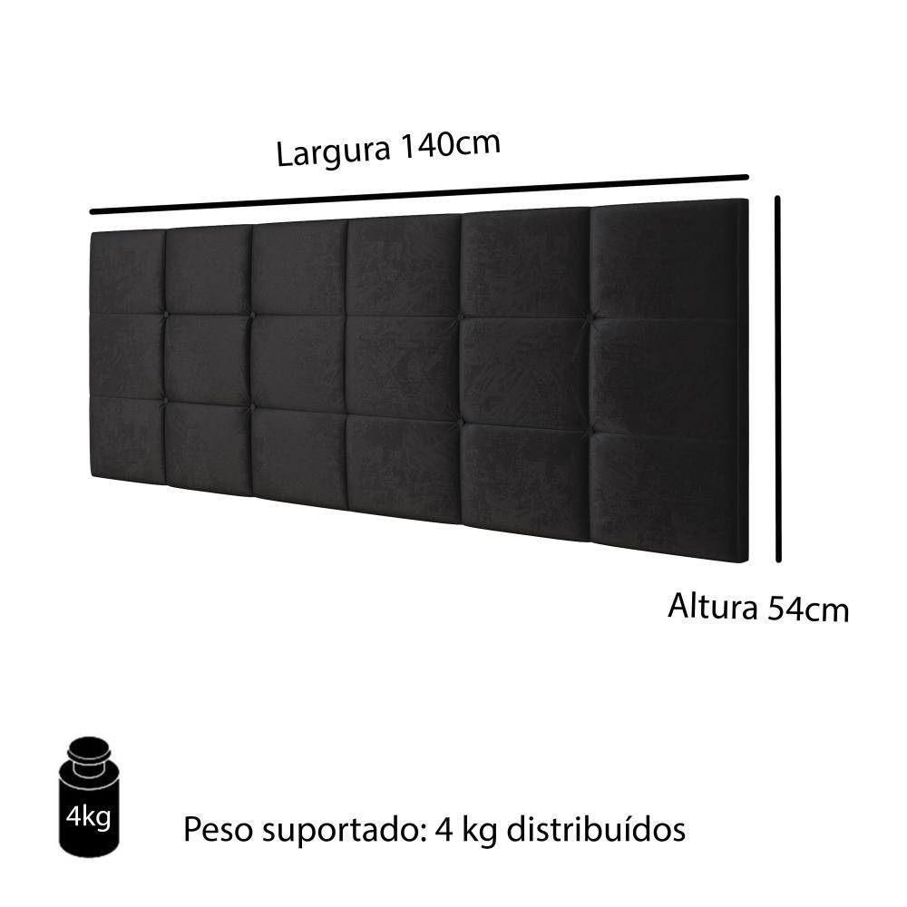 Cabeceira Cama Box Casal 1,40 Suspensa Bia Suede - Preto - RPM Móveis