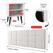 Cabeceira Estofada Cama Box Queen Bia 1,60 Corino Kit 2 Mesinhas Nicho Prateleira Pés Palito Retrô Quarto Casal Branco/Preto - RPM