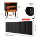 Cabeceira Estofada Cama Box Queen Bia 1,60 Suede Kit 2 Mesinhas Nicho Prateleira Pés Palito Retrô Quarto Casal Preto/Cinamomo - RPM