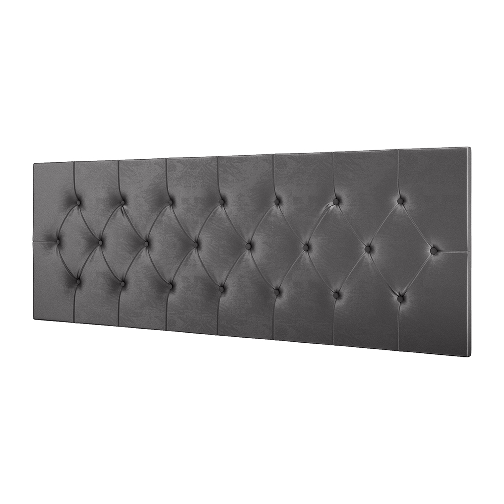 Cabeceira Estofada Painel Cama Box Casal 1,40 Decoração Quarto Paris Com Captonê - Cinza Suede - Rpm Móveis