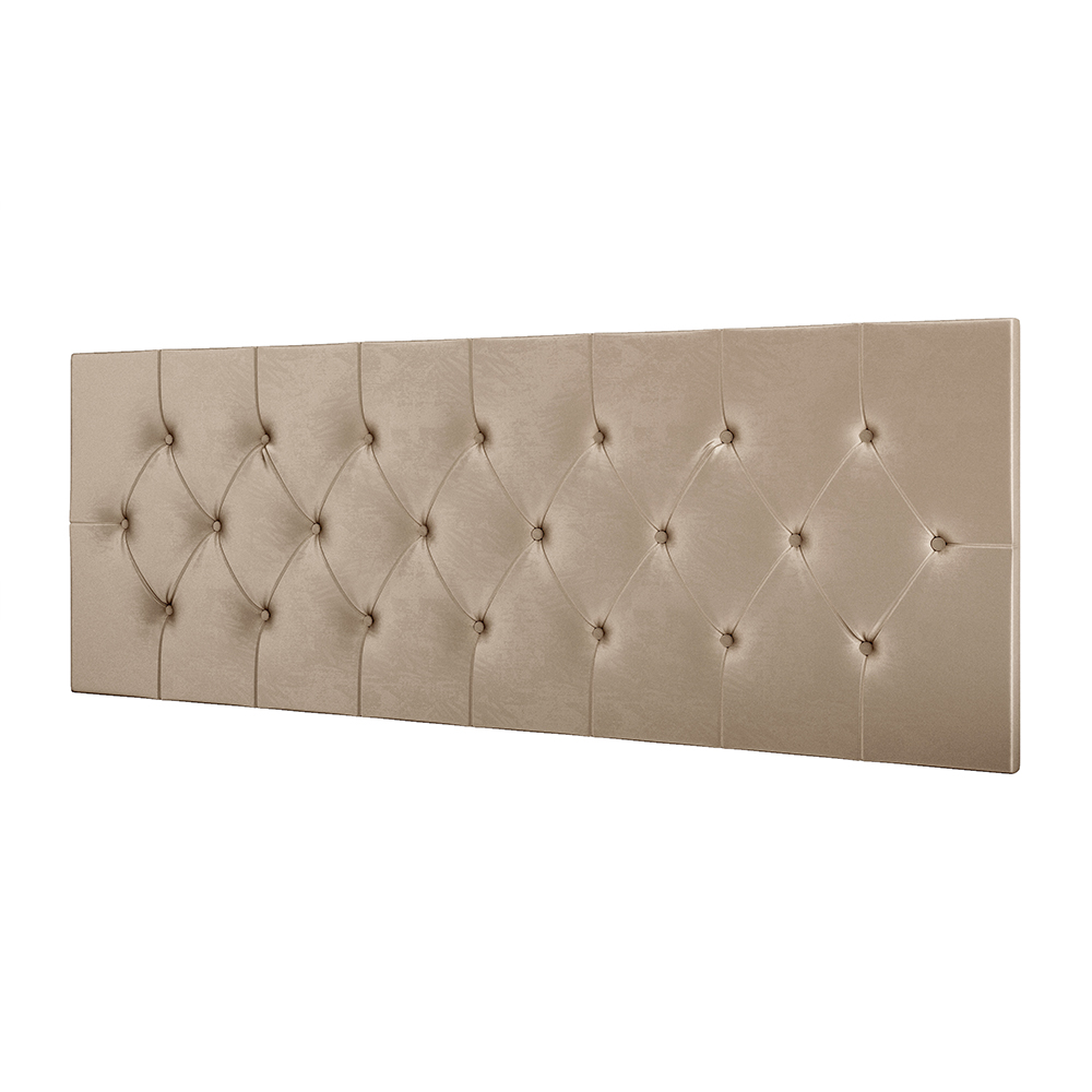 Cabeceira Estofada Painel Quarto Cama Box Casal 1,60 Moderna Paris Com Captonê - Bege Suede - Rpm Móveis