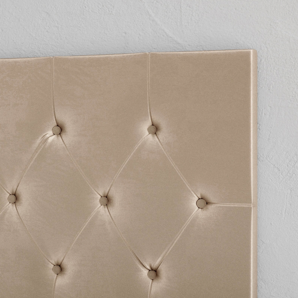 Cabeceira Estofada Painel Quarto Cama Box Casal 1,60 Moderna Paris Com Captonê - Bege Suede - Rpm Móveis