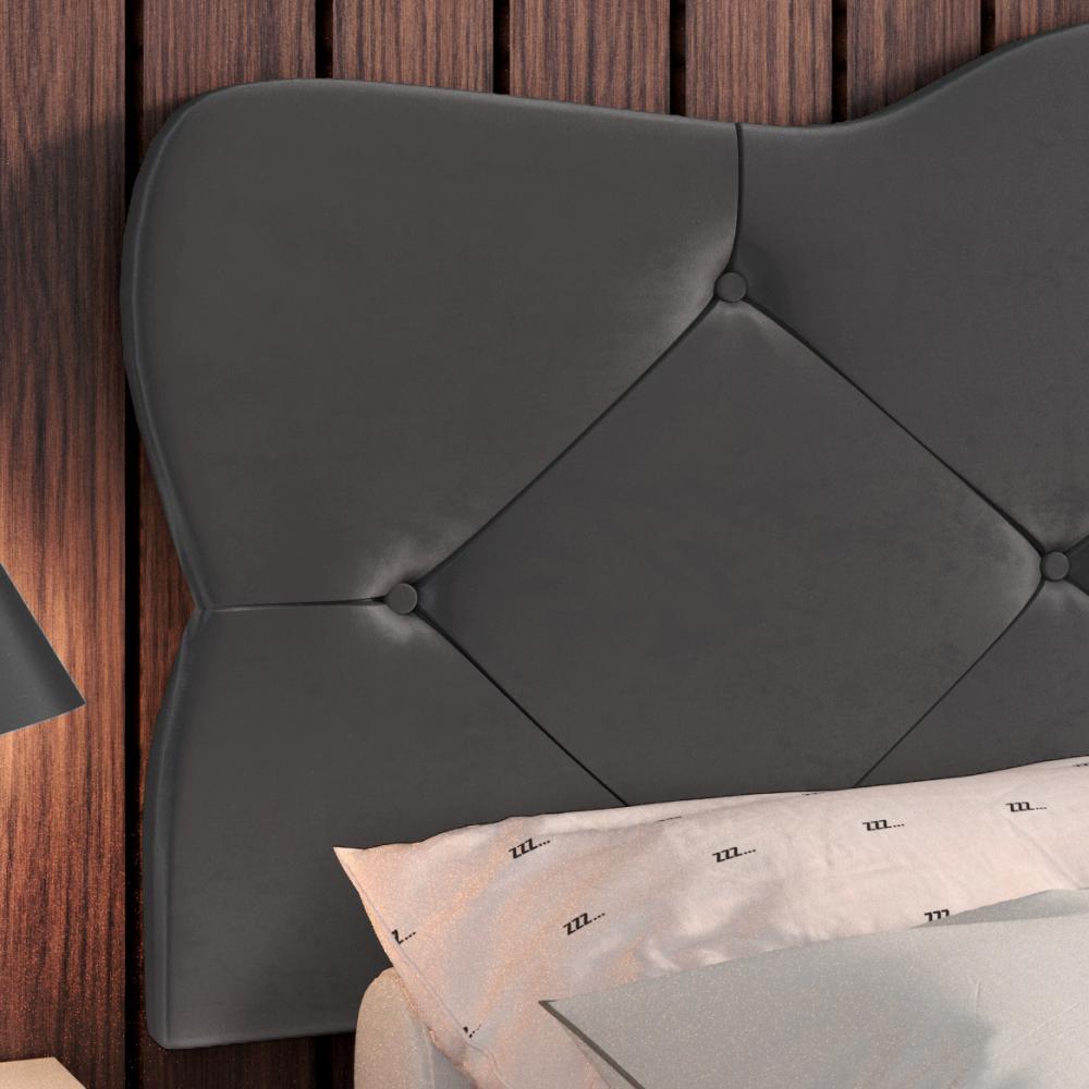 Cabeceira Estofada Suede Para Cama Box Casal 1,40 Realeza - Cinza - Lojas RPM 