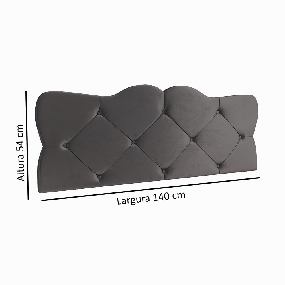 Cabeceira Estofada Suede Para Cama Box Casal 1,40 Realeza - Cinza - Lojas RPM 