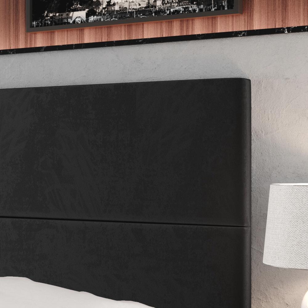 Cabeceira Estofada Suede Para Cama Box Casal Queen 1,60 Capri - Preto - Lojas RPM 