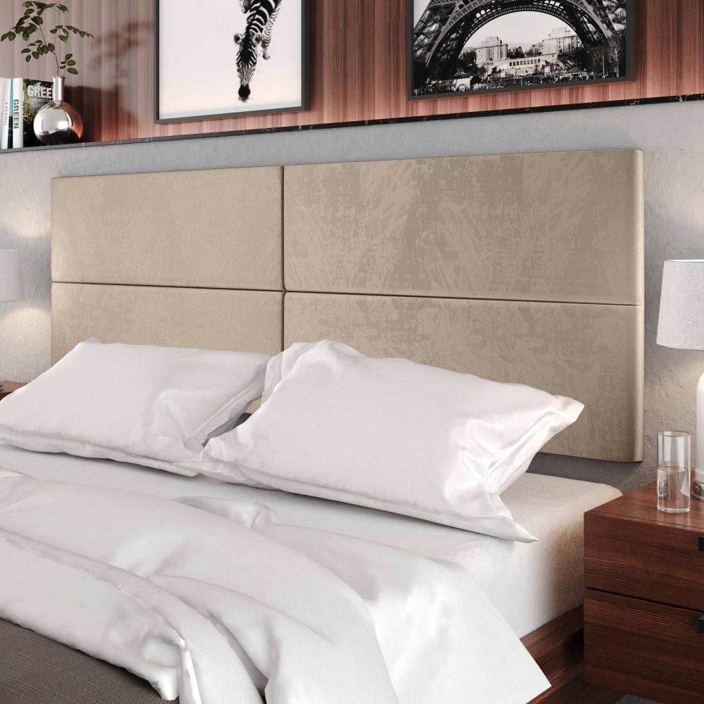 Cabeceira Estofada Suede Para Cama Casal Box 1,40 Capri - Bege - Lojas RPM 