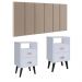 Cabeceira Modular Painel Cama Box Casal Queen 1,60 Júlia Bege Jogo Quarto 2 Mesinhas Gavetas Multiuso Vintage Classic New Branco- RPM