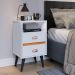 Cabeceira Modular Painel Cama Box Casal Queen 1,60 Júlia Bege Jogo Quarto 2 Mesinhas Gavetas Multiuso Vintage Classic New Branco- RPM