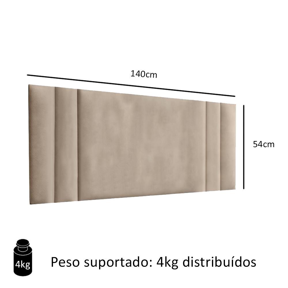 Cabeceira Para Cama Casal Luana 1,40 Estofada Suede - Bege - RPM Móveis
