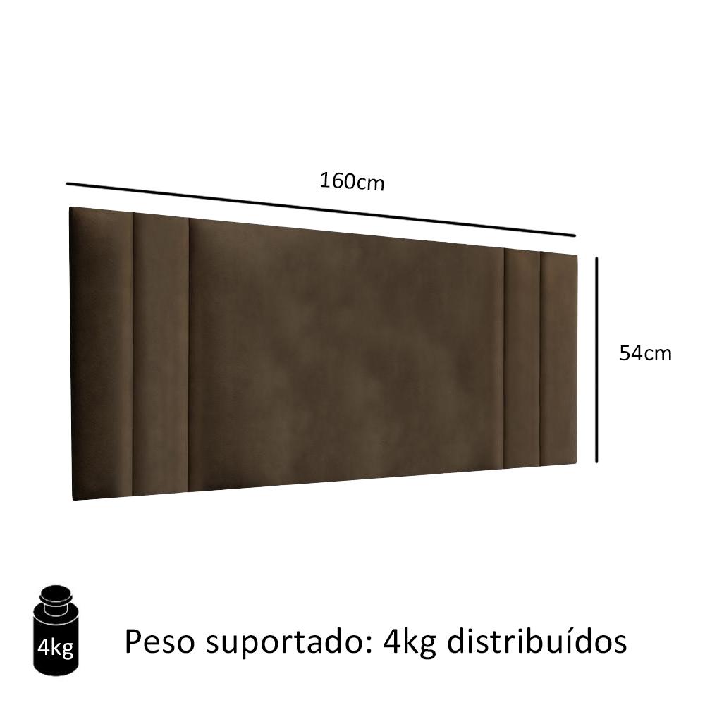 Cabeceira Para Cama Casal Queen Luana 1,60 Estofada Suede - Marrom - RPM Móveis