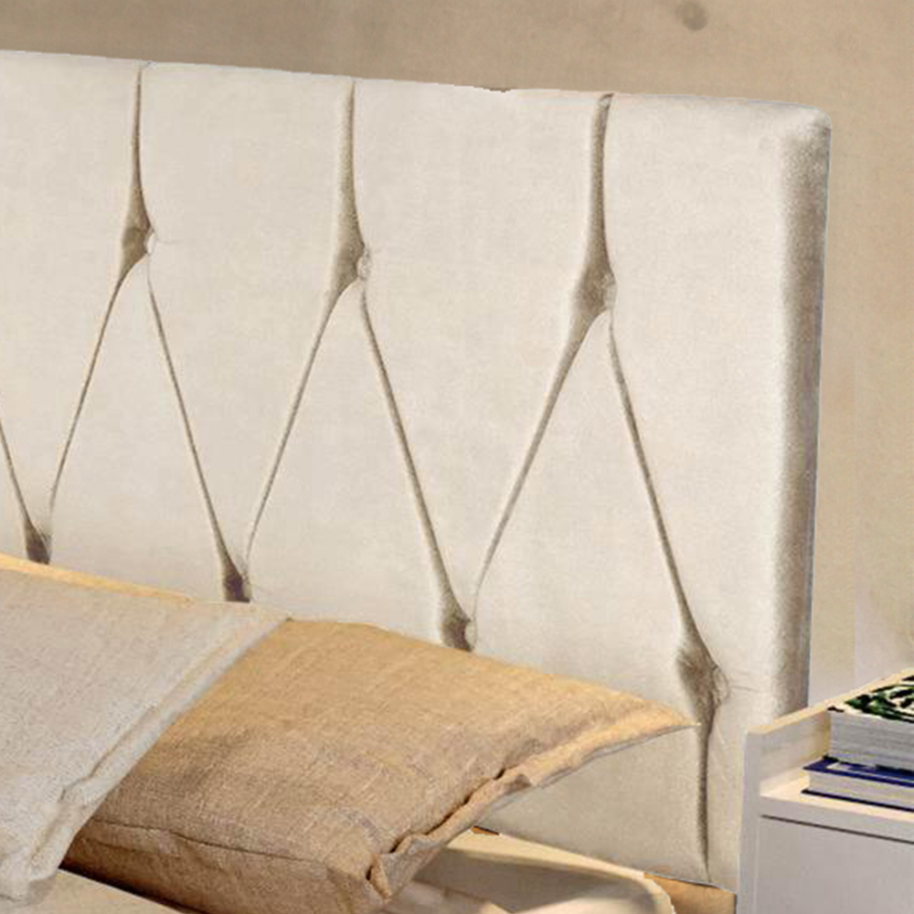 Cabeceira Parede Capitonê Estofado Suede Cama Box Queen 1,60 Quarto Casal Decoração Retrô - Areia - RPM