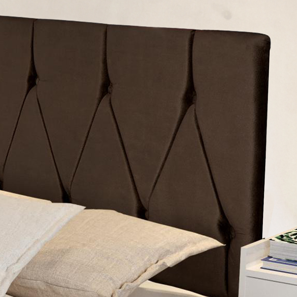 Cabeceira Parede Capitonê Estofado Suede Cama Box Queen 1,60 Quarto Casal Decoração Retrô - Marrom - RPM