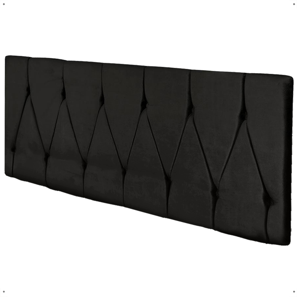 Cabeceira Parede Capitonê Estofado Suede Cama Box Queen 1,60 Quarto Casal Decoração Retrô - Preto - RPM
