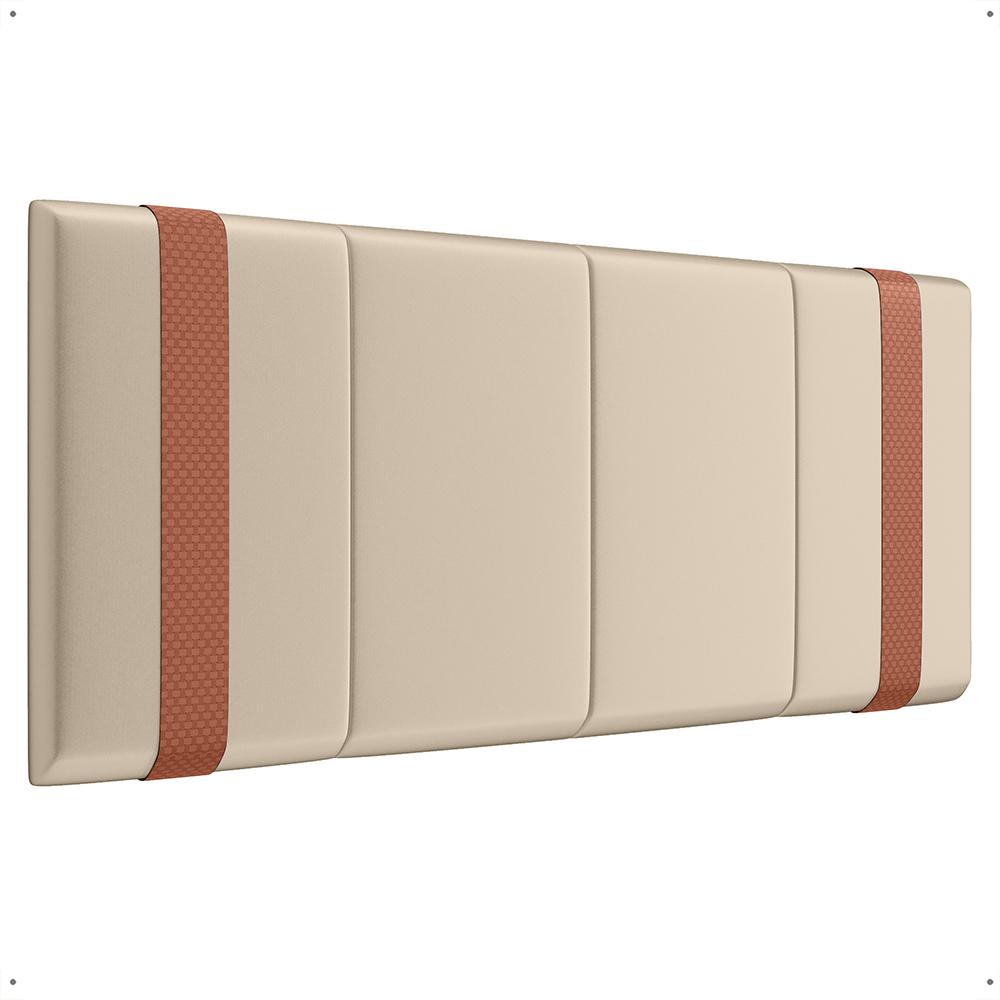 Cabeceira Suspensa Estofada Parise Cama Box Queen 1,60 Decoração Clássica Quarto Casal Proteção Parede Bege Suede - Lojas RPM