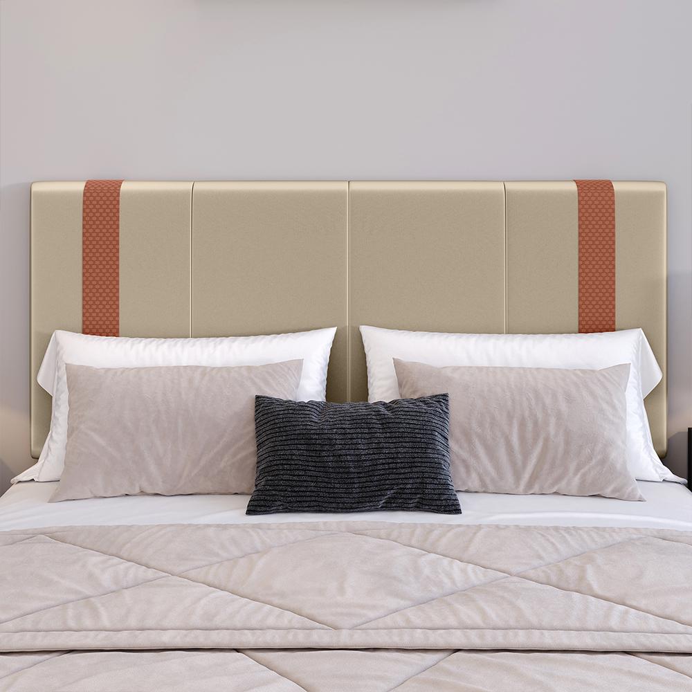 Cabeceira Suspensa Estofada Parise Cama Box Queen 1,60 Decoração Clássica Quarto Casal Proteção Parede Bege Suede - Lojas RPM