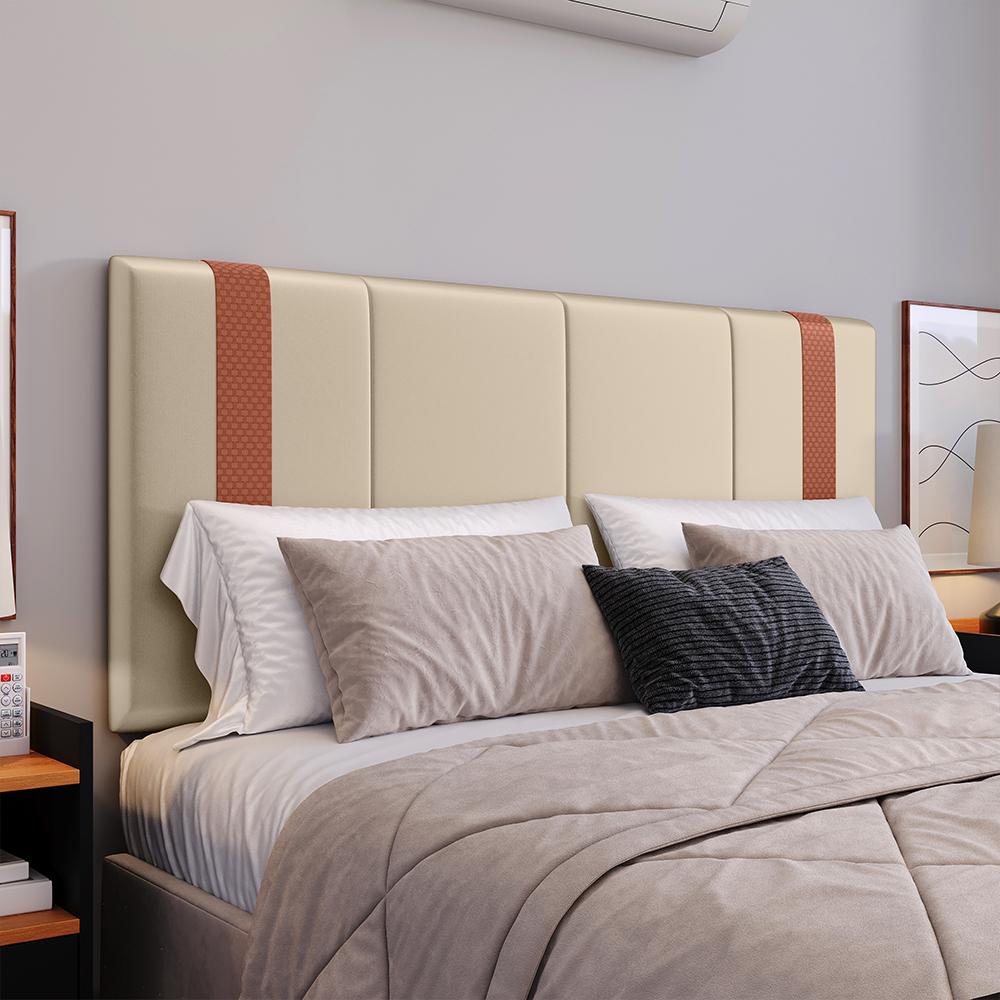 Cabeceira Suspensa Estofada Parise Cama Box Queen 1,60 Decoração Clássica Quarto Casal Proteção Parede Bege Suede - Lojas RPM