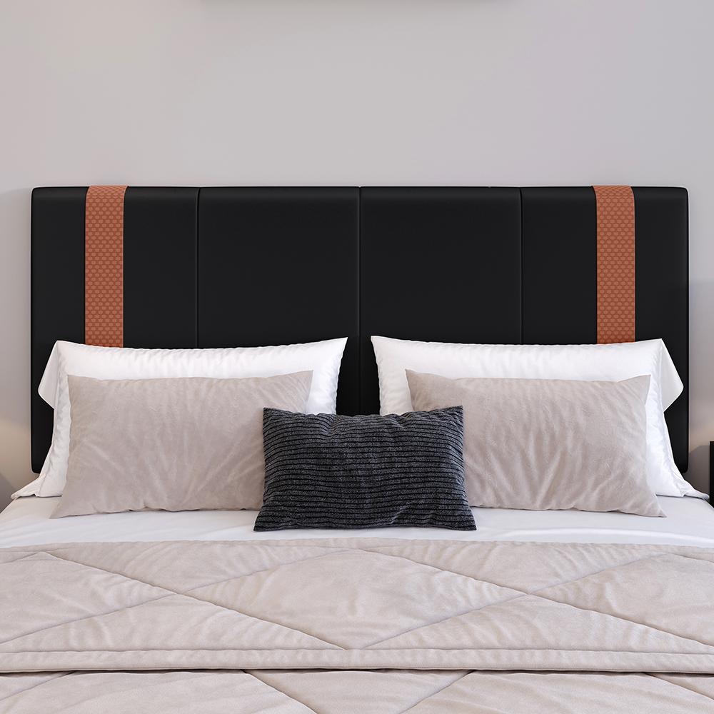 Cabeceira Suspensa Estofada Parise Cama Box Queen 1,60 Decoração Clássica Quarto Casal Proteção Parede Preto Suede - Lojas RPM