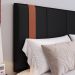 Cabeceira Suspensa Estofada Parise Cama Box Queen 1,60 Decoração Clássica Quarto Casal Proteção Parede Preto Suede - Lojas RPM