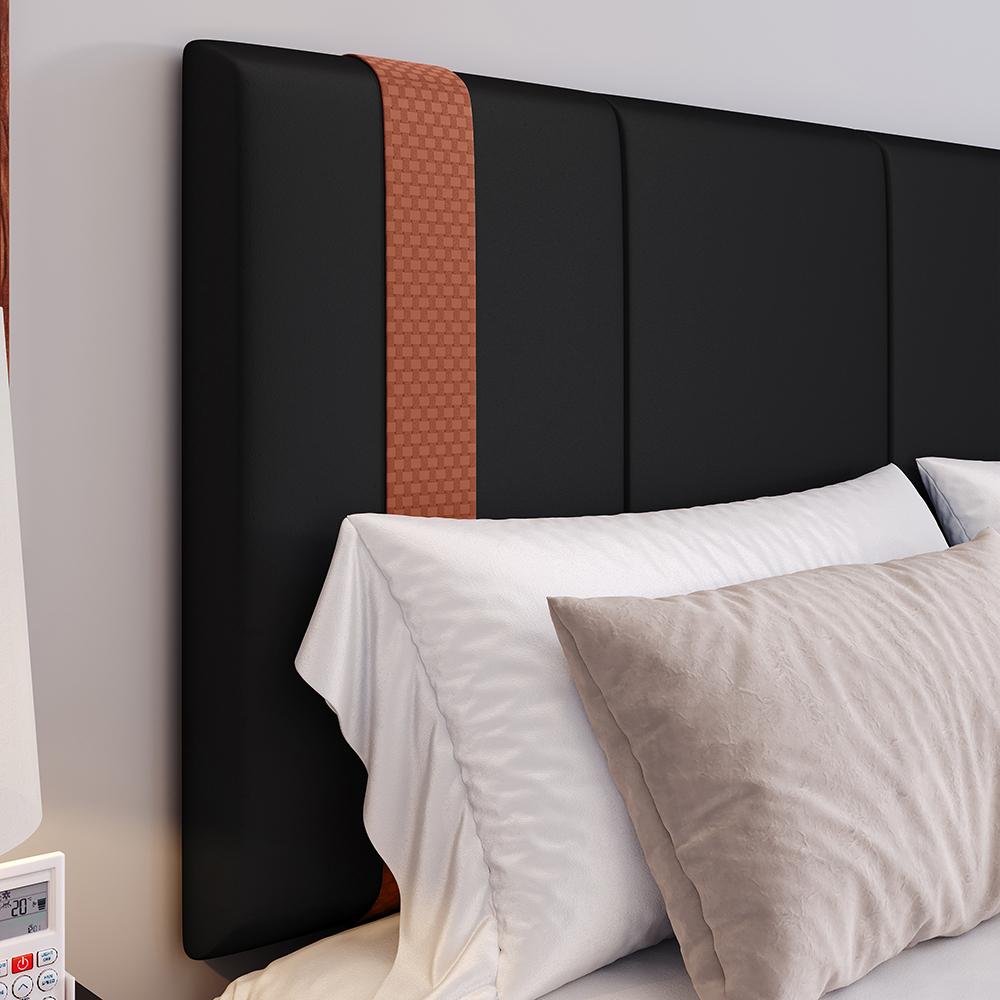 Cabeceira Suspensa Estofada Parise Cama Box Queen 1,60 Decoração Clássica Quarto Casal Proteção Parede Preto Suede - Lojas RPM