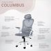 Cadeira Office Giratória Columbus Altura Regulável Sistema Relax Apoio Cabeça Assento Confortável Tela Mesh Branco/Cinza - Lojas RPM