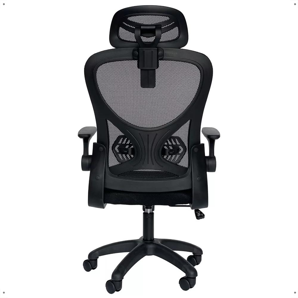 Cadeira Office Giratória Columbus Altura Regulável Sistema Relax Apoio Cabeça Assento Confortável Tela Mesh Preto - Lojas RPM