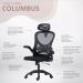 Cadeira Office Giratória Columbus Altura Regulável Sistema Relax Apoio Cabeça Assento Confortável Tela Mesh Preto - Lojas RPM