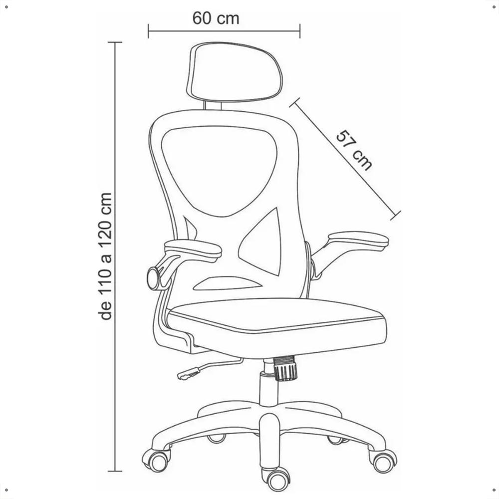 Cadeira Office Giratória Columbus Altura Regulável Sistema Relax Apoio Cabeça Assento Confortável Tela Mesh Preto - Lojas RPM