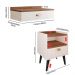 Conjunto Quarto 2 Mesas Cabeceira Retrô Mesinha Lateral Cama E Penteadeira Suspensa Organizadora Decoração Ambiente Off White/Freijó - RPM Móveis