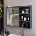 Espelheira Armário Banheiro 60 cm Espelho Porta Prateleira Organizadora Lavabo Luxo - Cinza