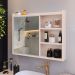 Espelheira Armário Banheiro 60 cm Espelho Porta Prateleira Organizadora Lavabo Luxo - Off White