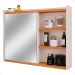 Espelheira Armário Banheiro 60 cm Espelho Porta Prateleira Organizadora Lavabo Luxo - Off White/Cinamomo