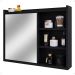 Espelheira Armário Banheiro 60 cm Espelho Porta Prateleira Organizadora Lavabo Luxo - Preto