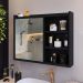 Espelheira Armário Banheiro 60 cm Espelho Porta Prateleira Organizadora Lavabo Luxo - Preto