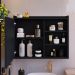 Espelheira Armário Banheiro 60 cm Espelho Porta Prateleira Organizadora Lavabo Luxo - Preto