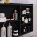 Espelheira Armário Banheiro 60 cm Espelho Porta Prateleira Organizadora Lavabo Luxo - Preto