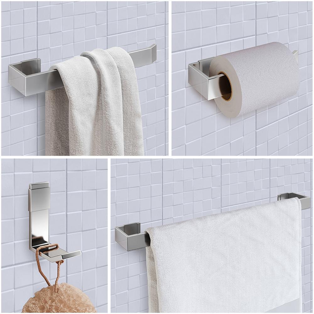 Espelheira Armário de Banheiro 1 Porta Prateleira Espelho Cinza Kit Acessórios Lavabo 4 Peças Aço Inox Cromado- RPM