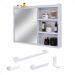 Espelheira Armário de Banheiro 1 Porta Prateleira Espelho Kit Acessórios Lavabo 4 Peças Aço Inox Branco - RPM