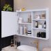 Espelheira Armário de Banheiro 1 Porta Prateleira Espelho Kit Acessórios Lavabo 4 Peças Aço Inox Branco - RPM