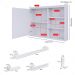 Espelheira Armário de Banheiro 1 Porta Prateleira Espelho Kit Acessórios Lavabo 4 Peças Aço Inox Branco - RPM