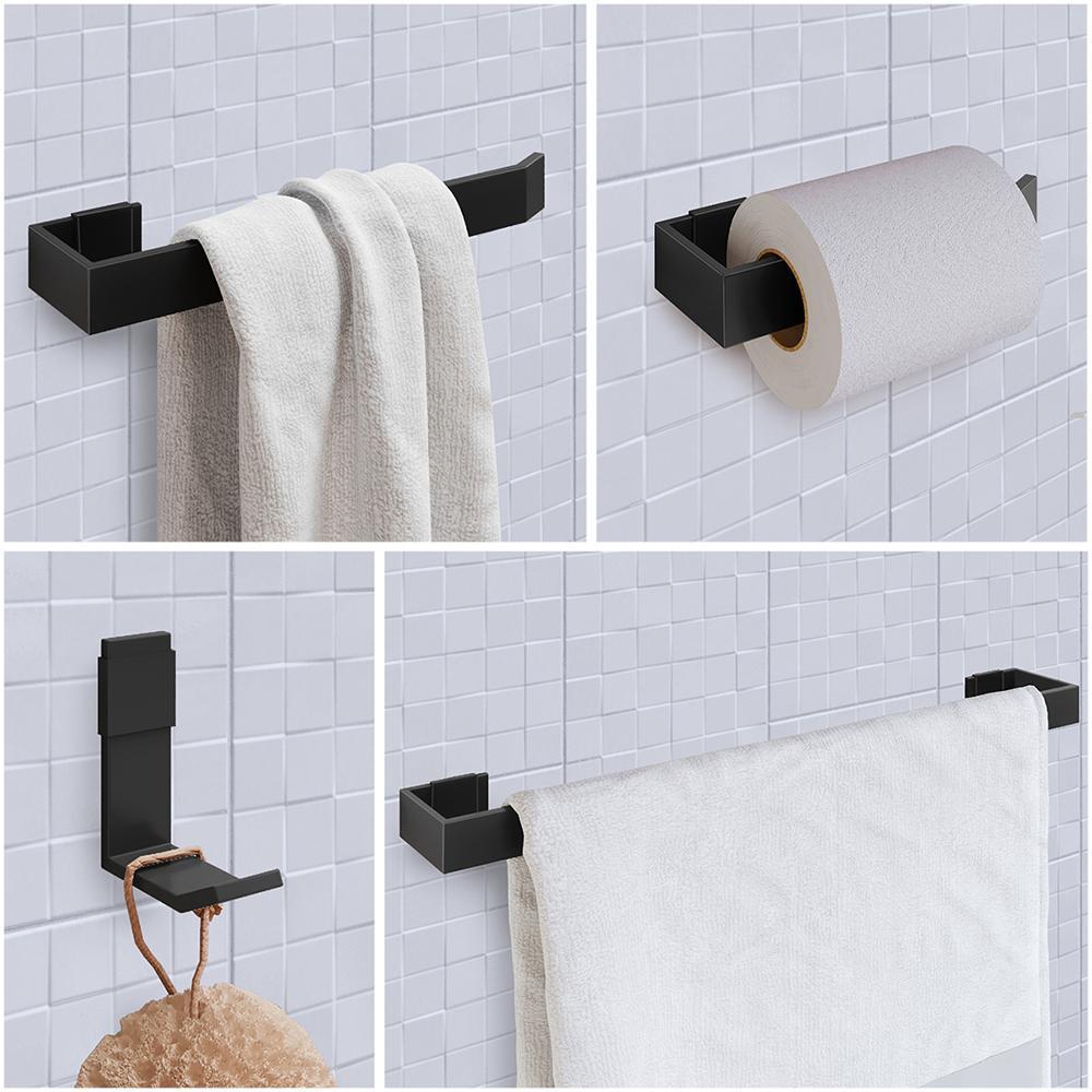 Espelheira Armário de Banheiro 1 Porta Prateleira Espelho Kit Acessórios Lavabo 4 Peças Aço Inox Preto - RPM