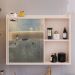 Espelheira Armário de Banheiro 1 Porta Prateleira Espelho Off White Kit Acessórios Lavabo 4 Peças Aço Inox Rose Gold - RPM