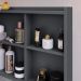Espelheira Suspensa Armário Banheiro Prateleira Organizadora Cinza Kit Acessórios Lavabo 6 Peças Resistente Premium Cromado - RPM