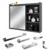 Espelheira Suspensa Armário Banheiro Prateleira Organizadora Cinza Kit Acessórios Lavabo 6 Peças Resistente Premium Cromado - RPM