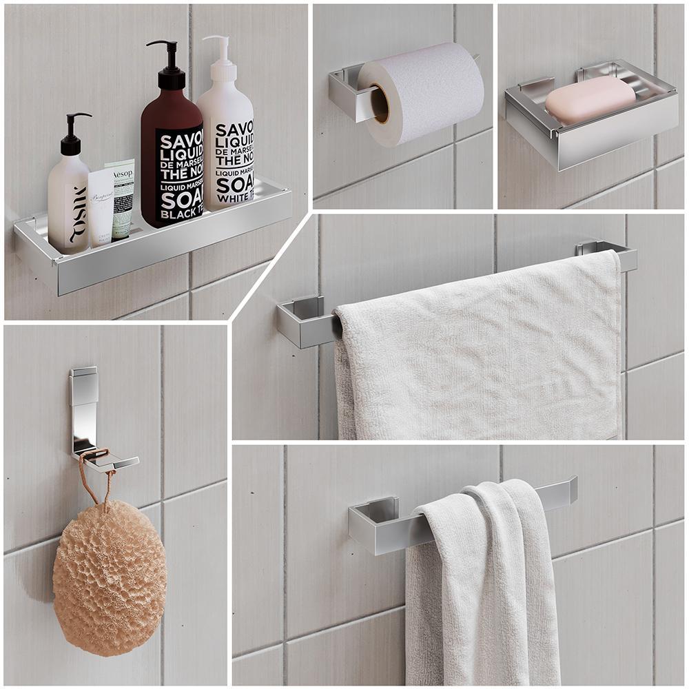 Espelheira Suspensa Armário Banheiro Prateleira Organizadora Cinza Kit Acessórios Lavabo 6 Peças Resistente Premium Cromado - RPM