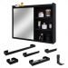 Espelheira Suspensa Armário Banheiro Prateleira Organizadora Kit Acessórios Lavabo 6 Peças Resistente Premium - Preto - RPM