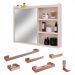 Espelheira Suspensa Armário Banheiro Prateleira Organizadora Off White Kit Acessórios Lavabo 6 Peças Resistente Premium Rose - RPM